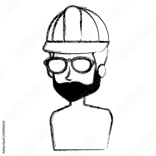 repairman builder shirtless avatar character vector illustration design