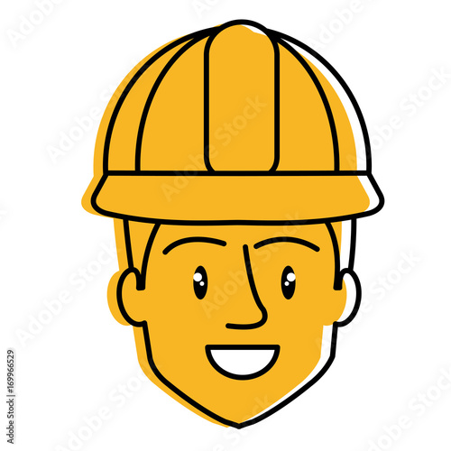 repairman builder head avatar character vector illustration design