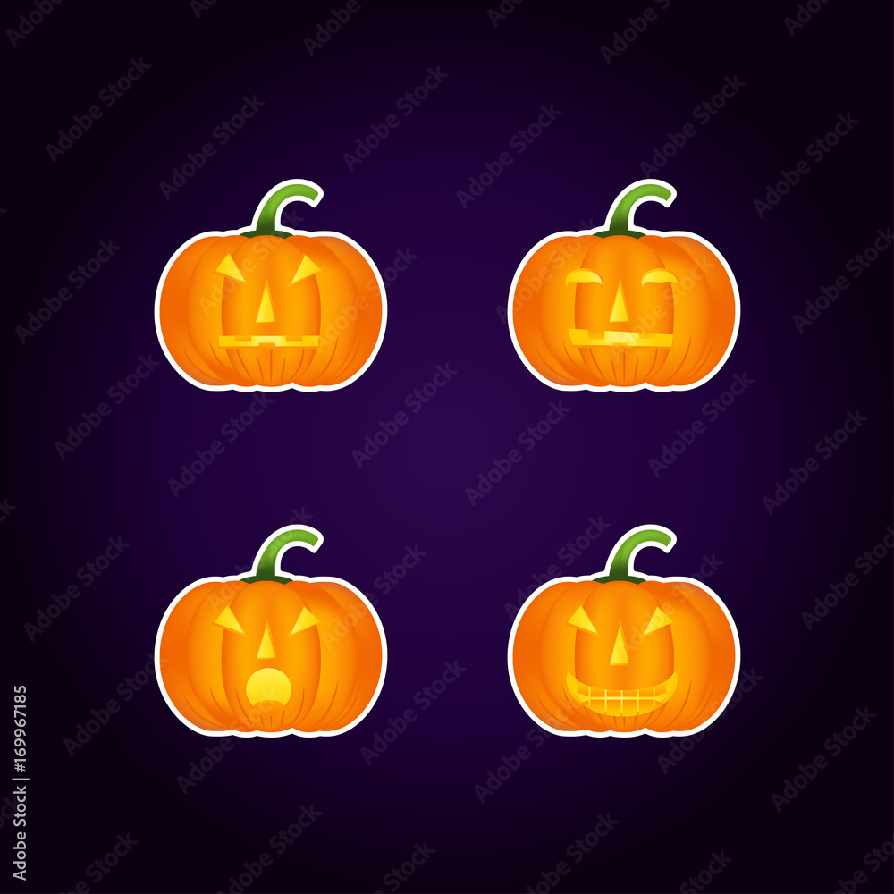 Halloween pumpkin vector icons set, emotion variation, emoji. Halloween pumpkin vector icons set, emotion variation, emoji.