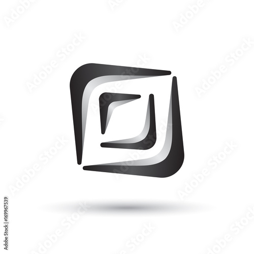 double square vector logo design template, angle icon, corner sign, arrow symbol, vector illustration