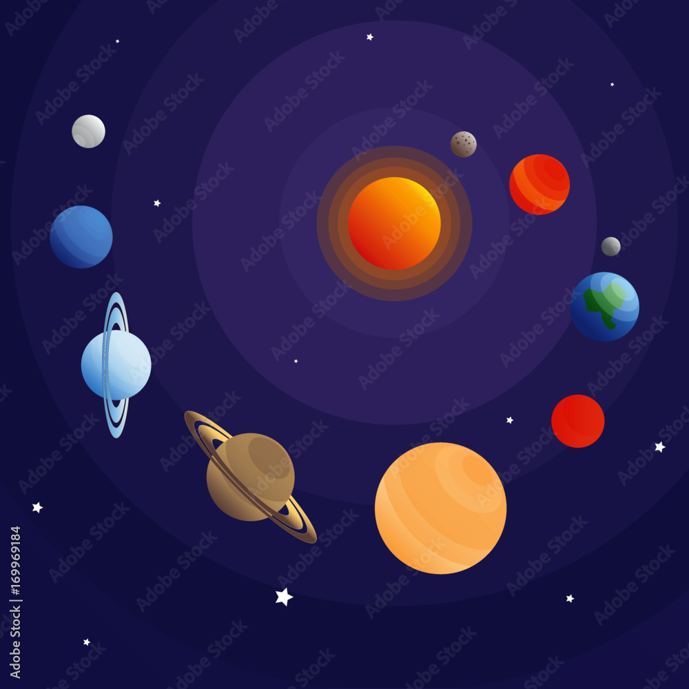 Vector illustration of our Solar System with gradient planets. Vector illustration of our Solar System with gradient planets.