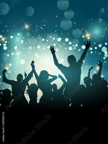 Silhouette of an excited party crowd