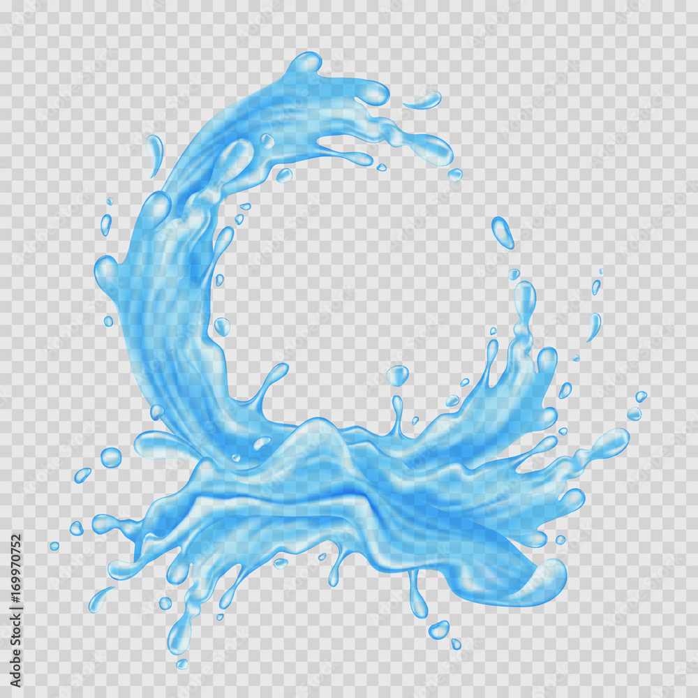 Water frame. Transparent splash of water flow in a circle. Vector