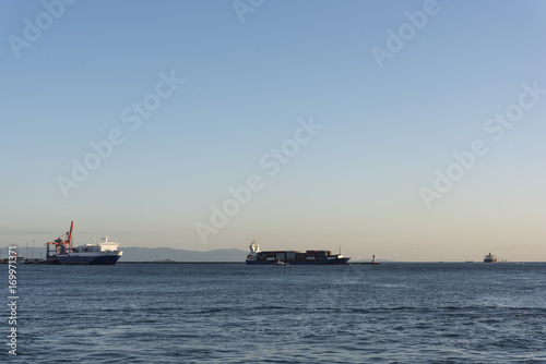 Ships on Istanbul Bosphorus at sunset time © murattellioglu