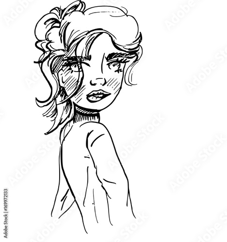 lijntekening portret dame sexy uitstraling