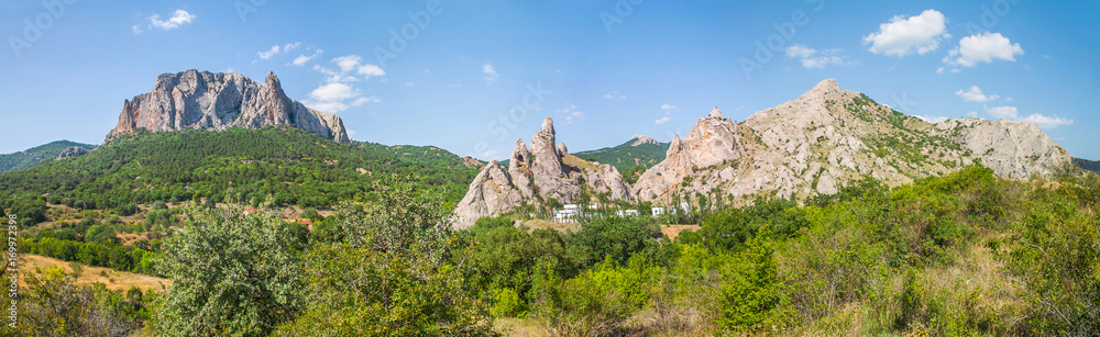 Rocky mountain panoramic landscape in Crimea, Russia