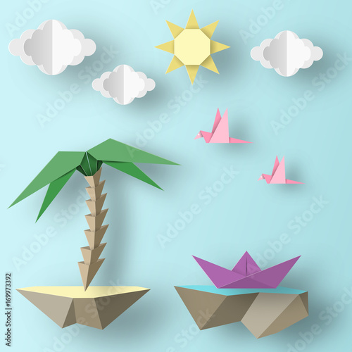 Style Paper Origami Crafted Word.