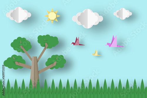 Paper Origami Concept.