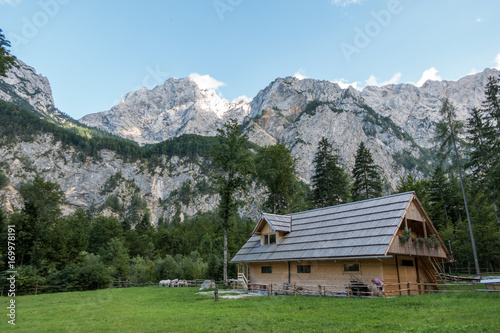 Mountain cabin in European Alps, Robanov kot, Slovenia