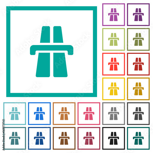 Highway flat color icons with quadrant frames