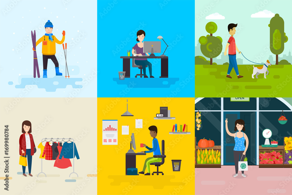 Fototapeta premium Flat people set