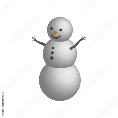 Object snowman in 3D, isolated vector