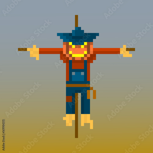 Pixel scarecrow character for games and applications