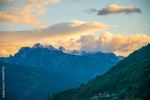Fototapeta Naklejka Na Ścianę i Meble -  Prokletije mountain top at sunset. Montenegro.