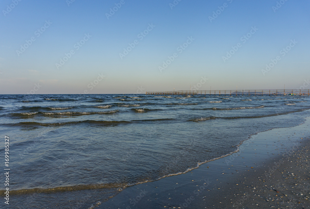 beach and sea at blue hour, summer vacation at the sea