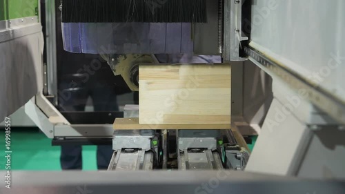 Block of wood in cnc woodworking machine