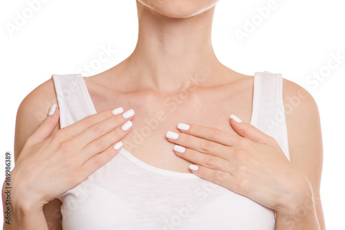 Female hands clavicle isolated photo