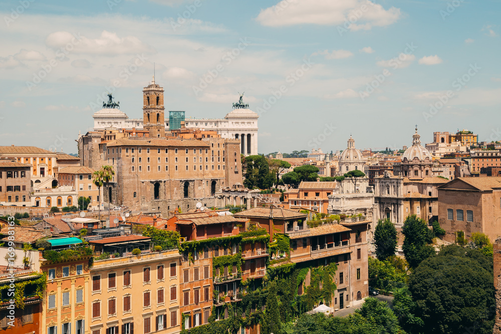 Rome city view from Roman Forums, Italy
