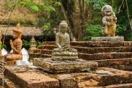 Buddhist statues at Wat Pha Lat in Chiang Mai  Thailand
