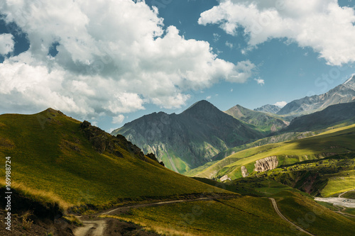 Picturesque Mountain Landscape In Summer. Elbrus Region, North Caucasus, Russia