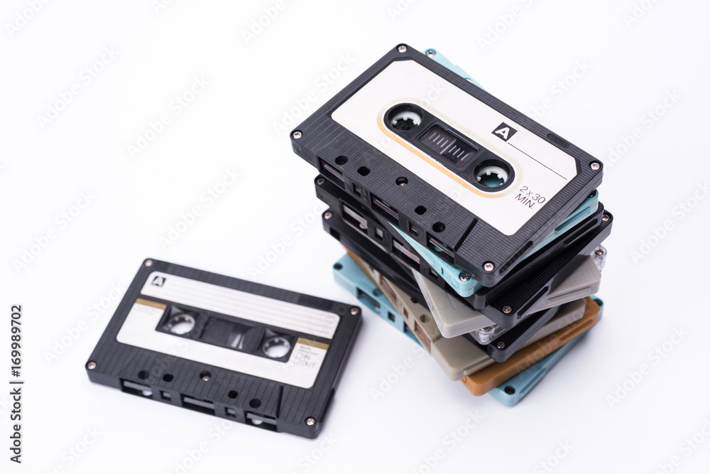 Cassette tape on white background.