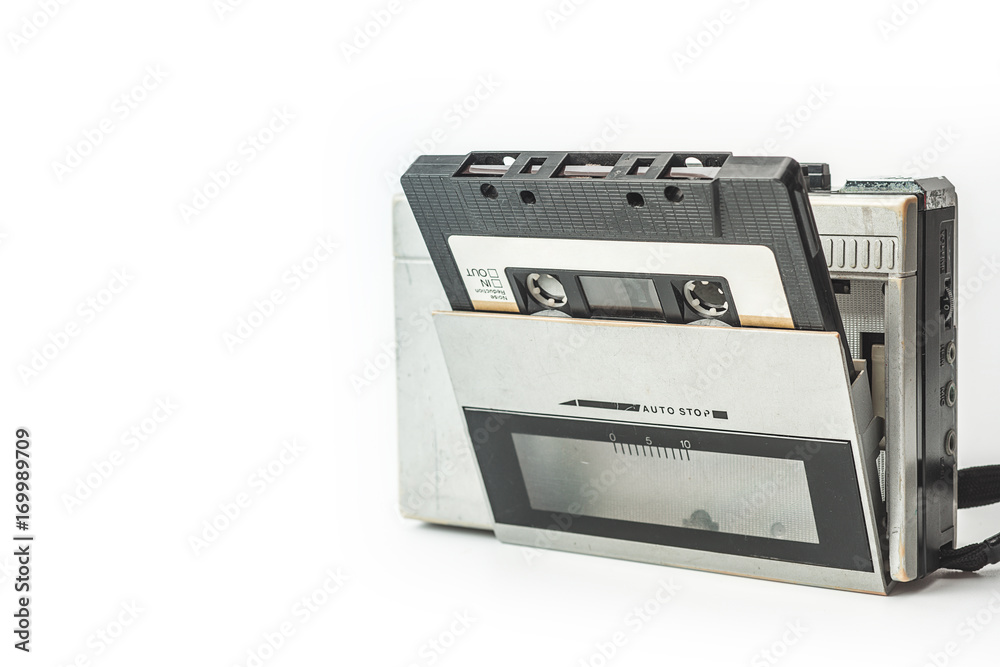 Obraz premium Cassette tape player White background