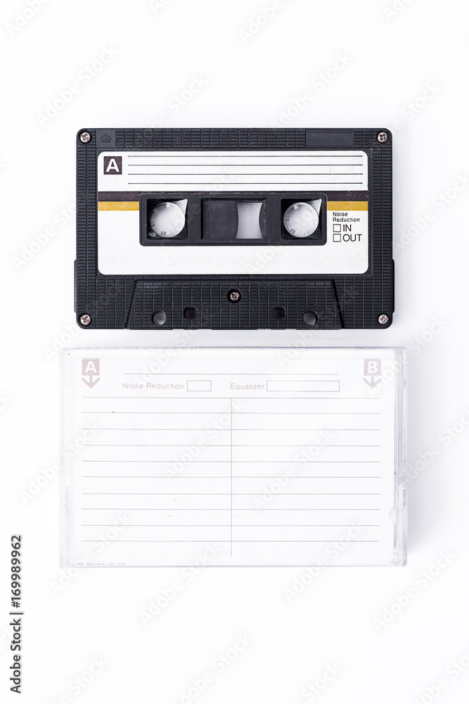 Obraz premium Cassette tape on white background.