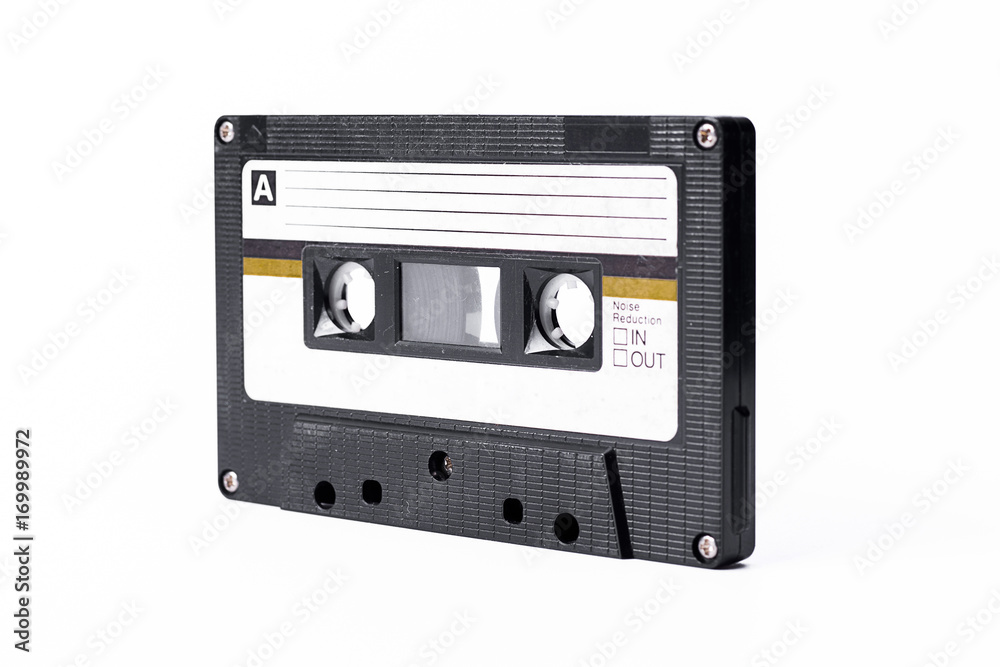 Cassette tape on white background.