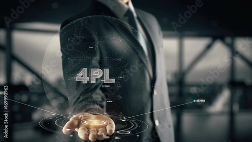 4PL with hologram businessman concept photo