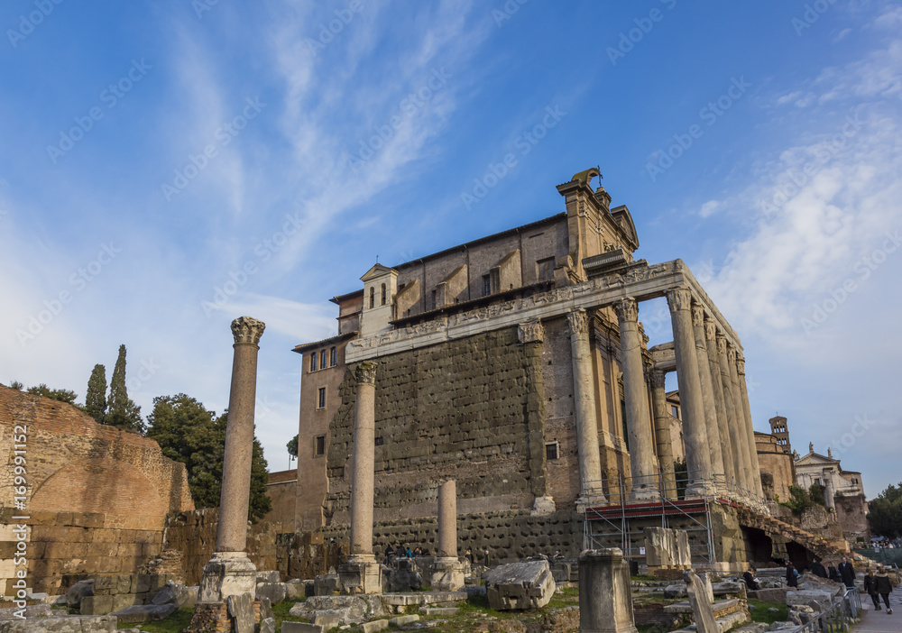 Temple Antonius Faustina Roman Forum Rome Italy