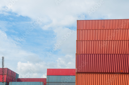 Container in shipping yard at port 