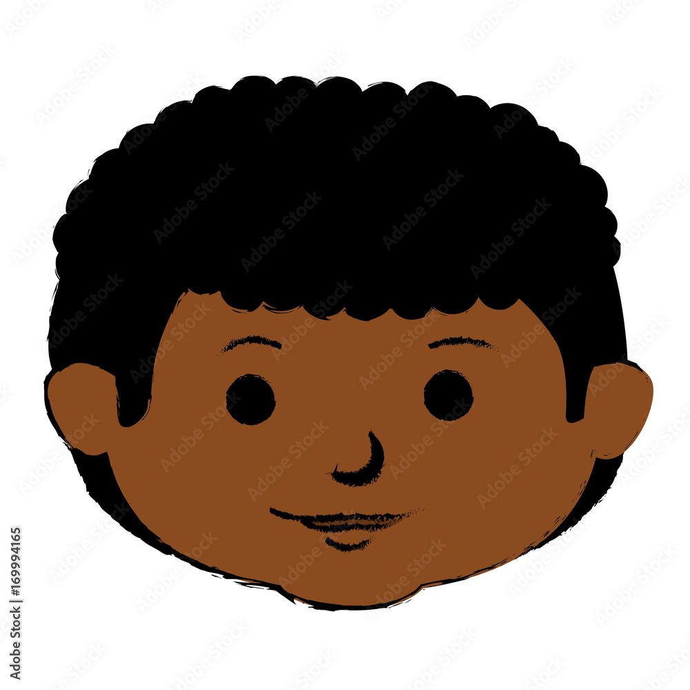 black little boy head character vector illustration design