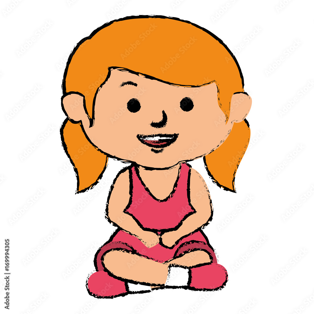 cute little girl seated character vector illustration design cute little girl seated character vector illustration design