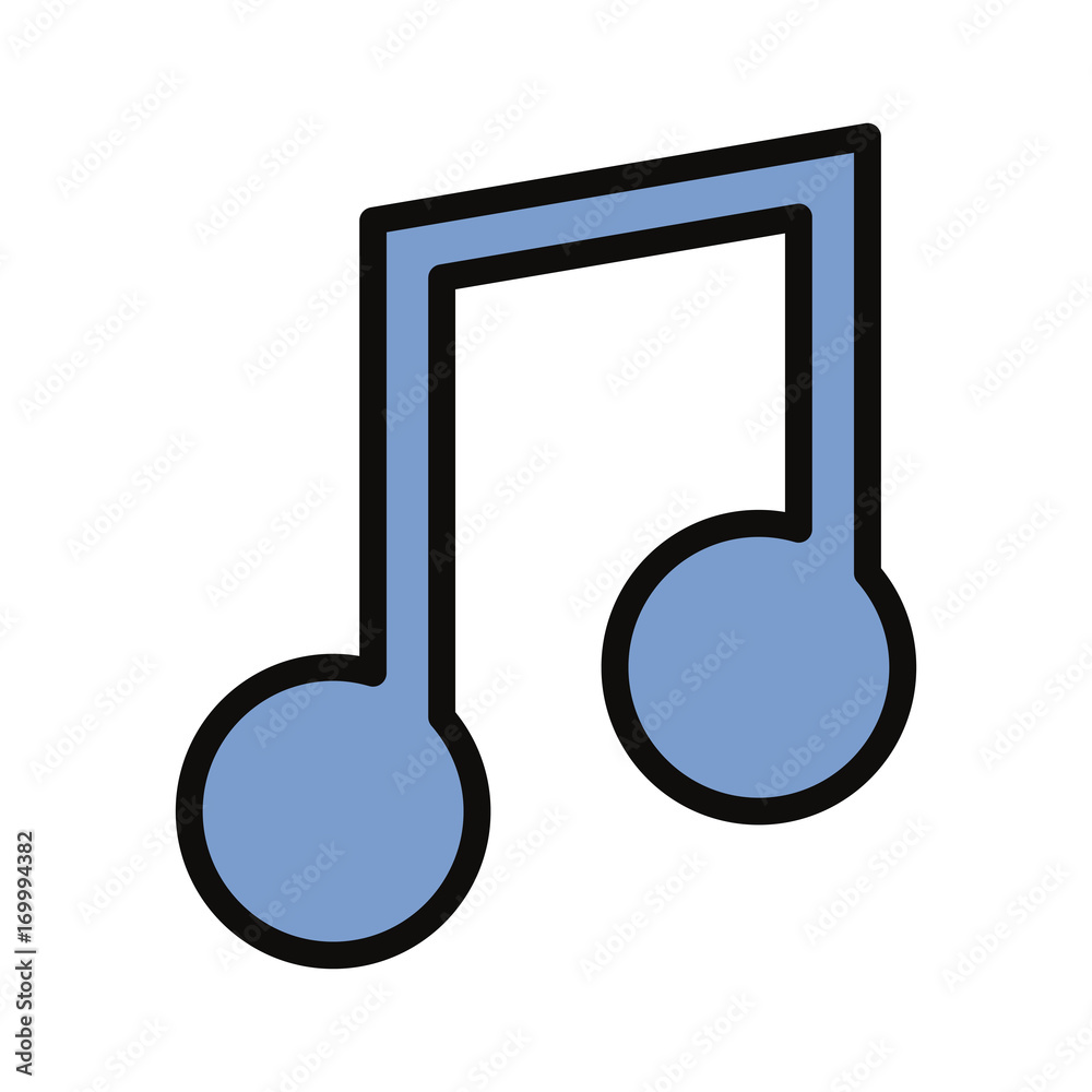 flat line monocromatic music note over white background vector illustration flat line monocromatic music note over white background vector illustration