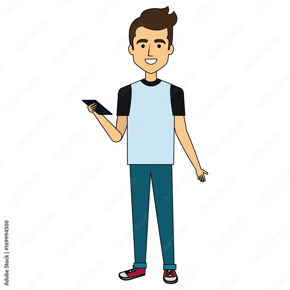 young man with smartphone avatar character vector illustration design young man with smartphone avatar character vector illustration design
