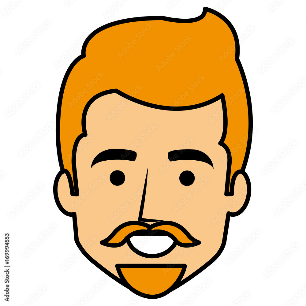 young man head avatar character vector illustration design