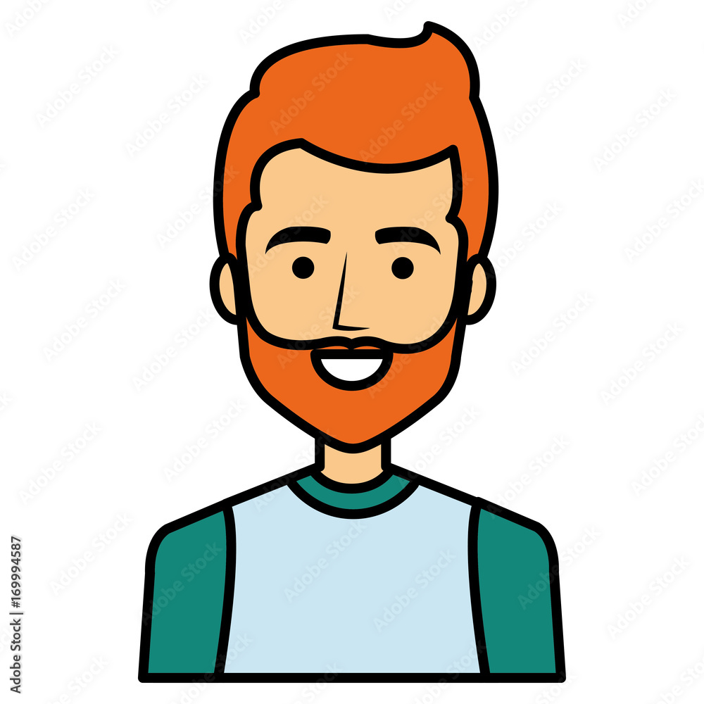 young man with beard avatar character vector illustration design