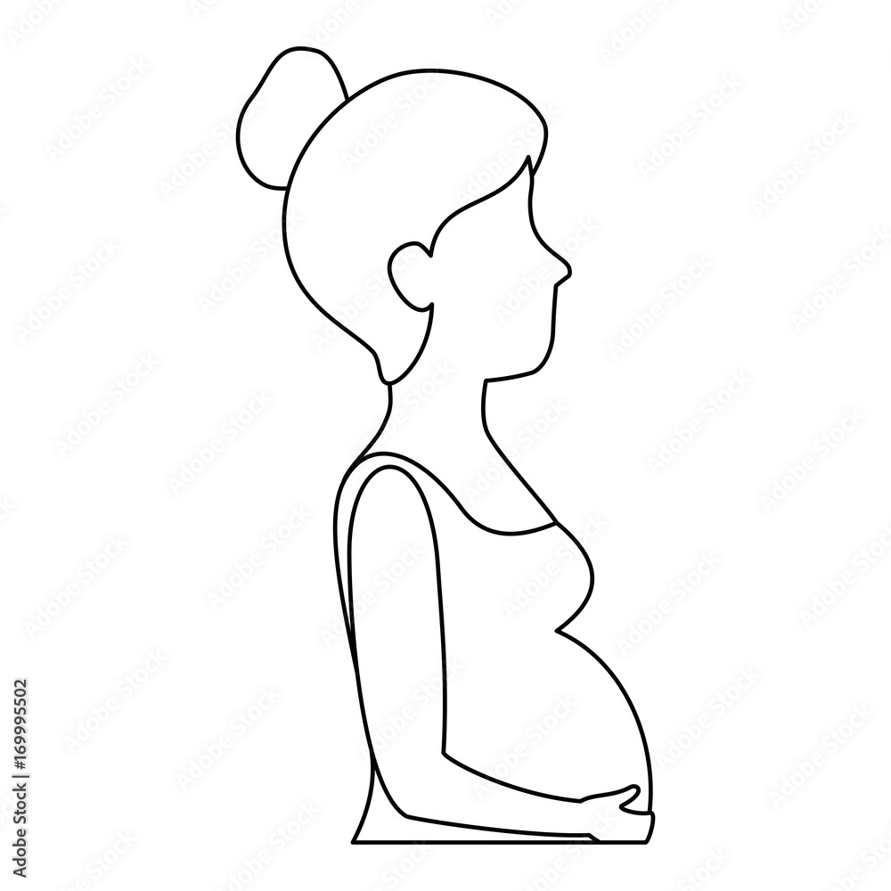 woman pregnant avatar character vector illustration design