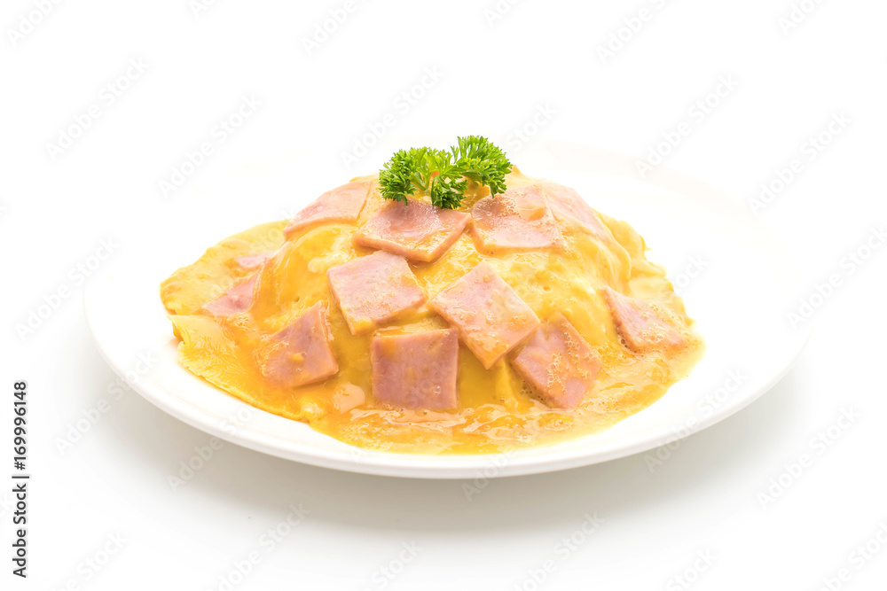 Creamy Omelet with Ham on Rice Creamy Omelet with Ham on Rice