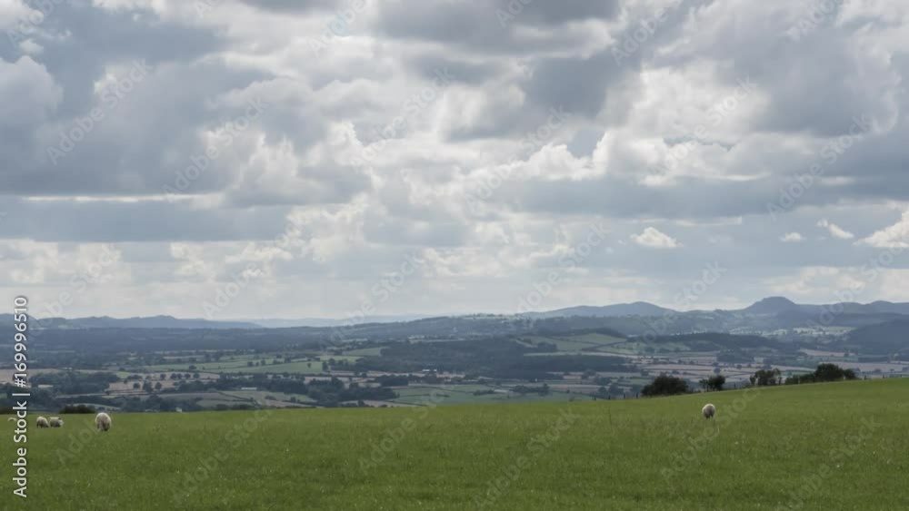 green fields hills and clouds - Wrekin, Telford, Shropshire, England: September 2017 green fields hills and clouds - Wrekin, Telford, Shropshire, England: September 2017