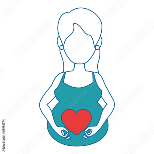 woman pregnant with heart vector illustration design