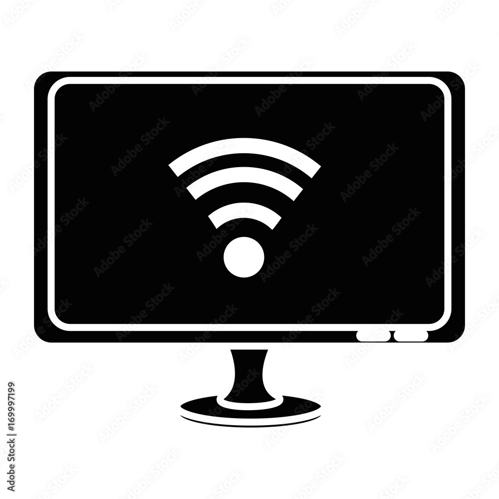 monitor computer with wifi signal vector illustration design monitor computer with wifi signal vector illustration design