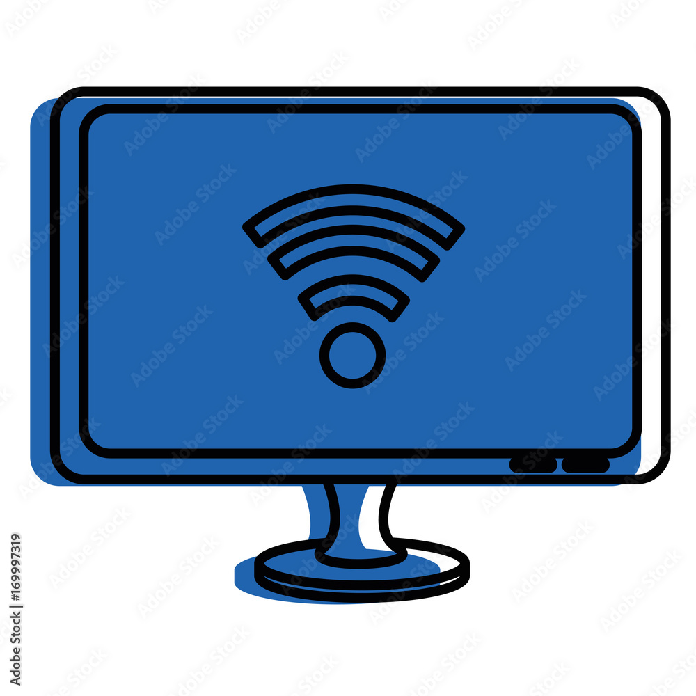 monitor computer with wifi signal vector illustration design monitor computer with wifi signal vector illustration design