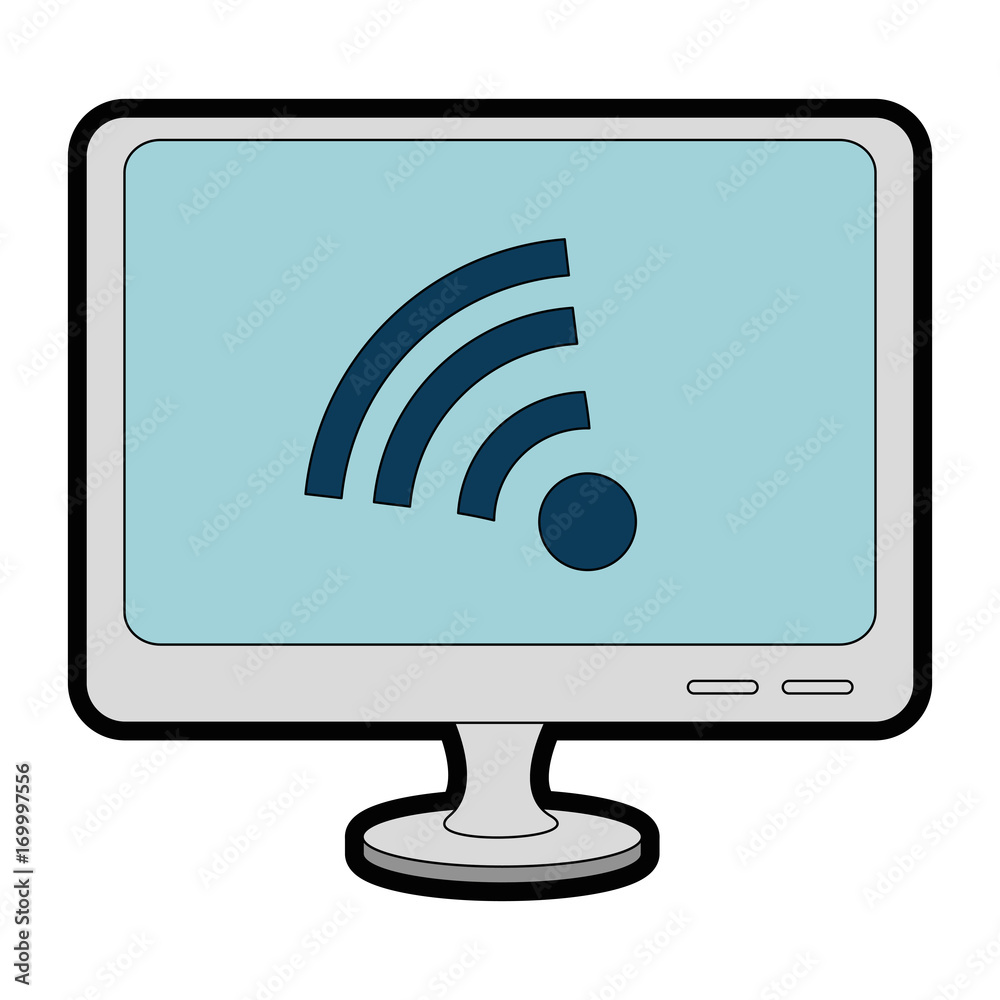 monitor computer with wifi signal vector illustration design monitor computer with wifi signal vector illustration design