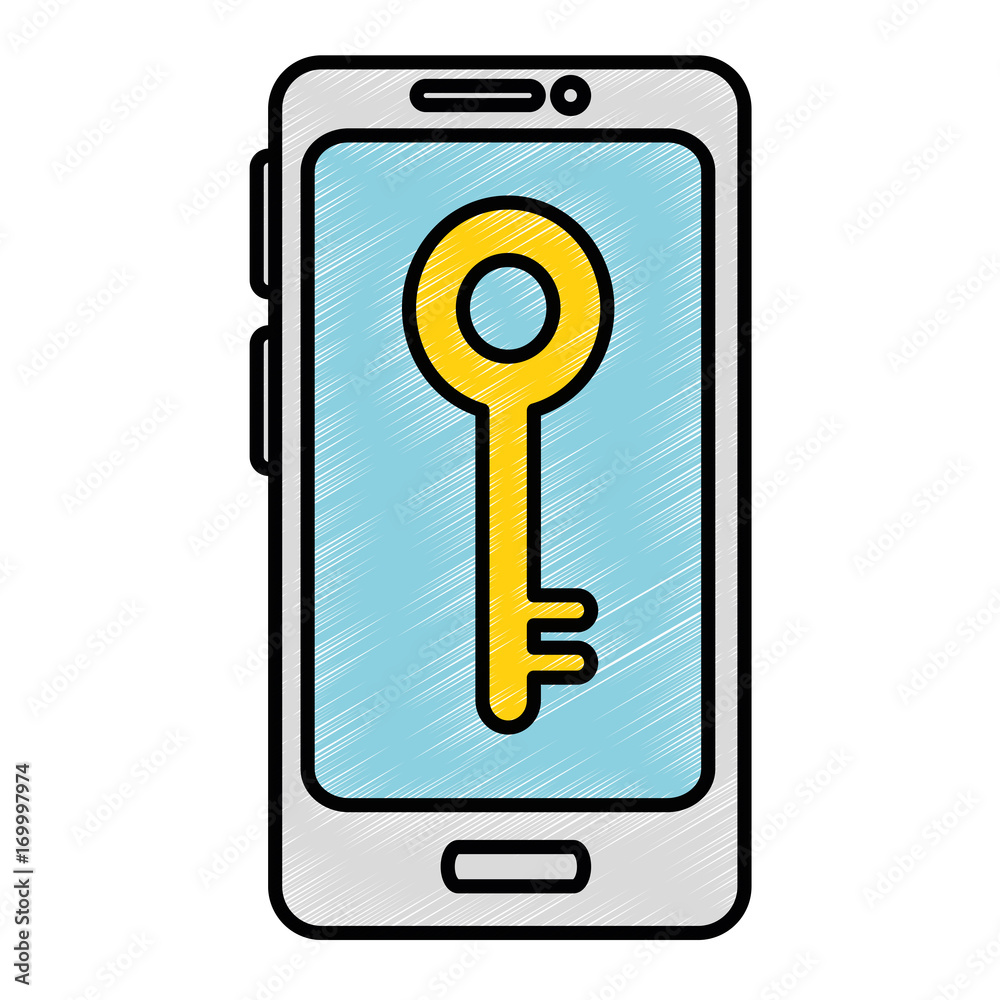 smartphone device with key vector illustration design smartphone device with key vector illustration design