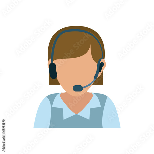 colorful  female operator face over white    background  vector illustration
