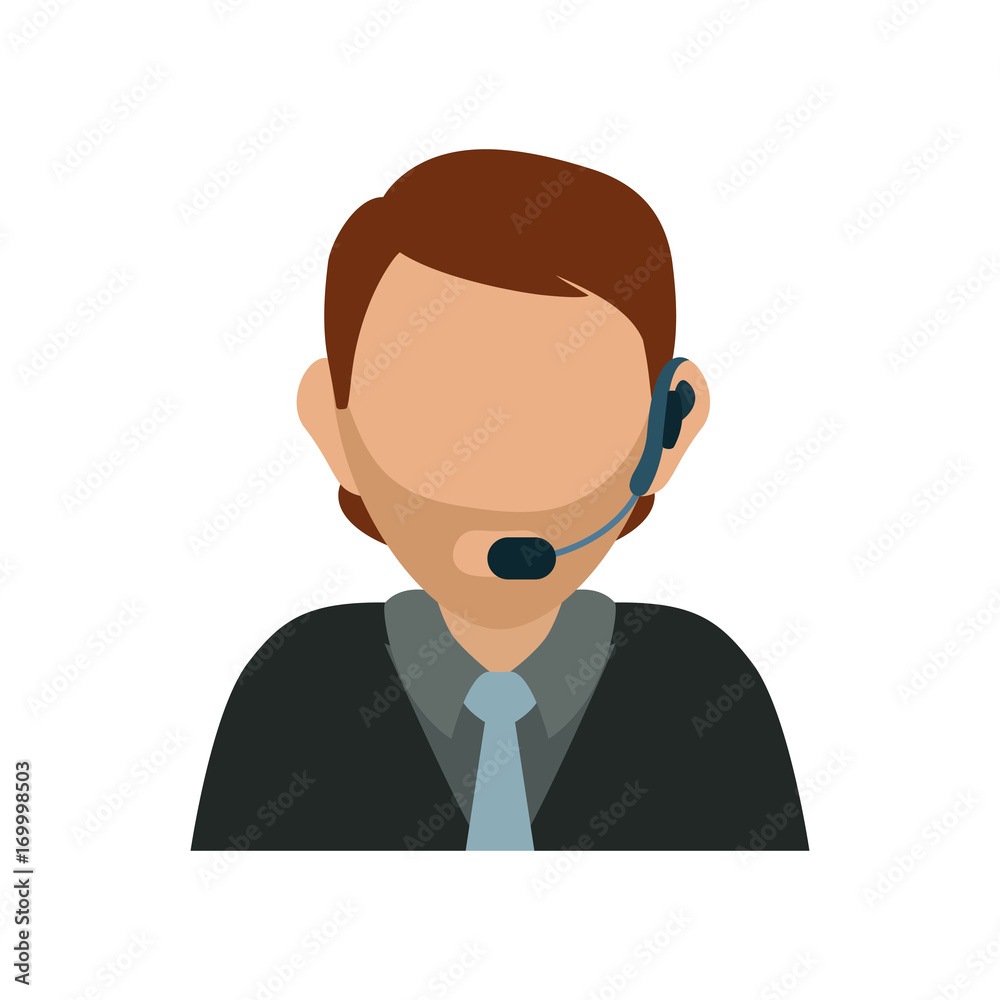 colorful  operator man  over white background vector illustration