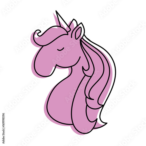 Cute unicorn character icon vector illustration design