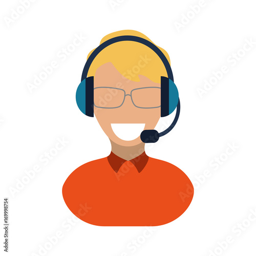 colorful man operator  over  whitw background vector  illustration