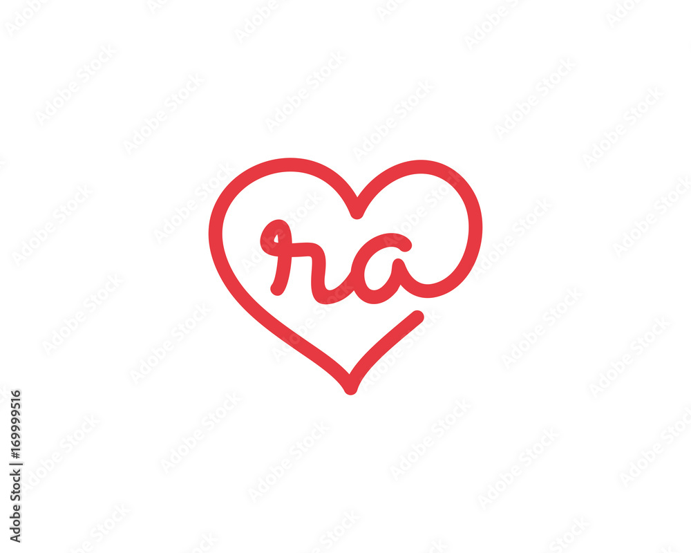 Lowercase letter ra and heart 1